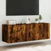 Image de vidaXL Meubles TV muraux avec LED - Chêne fumé