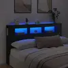Image de vidaXL Tête de lit à LED noir 180x18,5x103,5 cm bois d'ingénierie