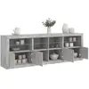 Image de vidaXL Buffet avec LED Gris béton 202x37x67 cm