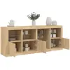 Image de vidaXL Buffet LED - 164x37x67 cm - Chêne sonoma