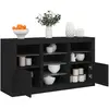 Image de vidaXL Buffet LED Noir 123x37x67 cm