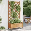 Image de VidaXL Jardinière bois et treillis sur roues - Marron
