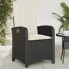 Image de vidaXL Chaise inclinable de jardin avec coussins - Résine tressée Noir