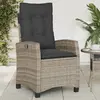 Image de vidaXL Chaise inclinable avec coussins - Résine tressée Gris