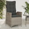 Image de vidaXL Chaise inclinable de jardin avec coussins - Gris