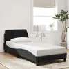 Image de vidaXL Cadre de lit avec tête de lit Dover noir 90x190 cm velours