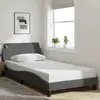 Image de vidaXL Cadre de lit Dover gris foncé 100x200 cm tissu