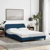 Image de vidaXL Cadre de lit avec tête de lit Dover bleu 140x190cm tissu
