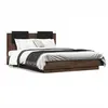 Image de vidaXL Cadre de lit avec LED sans matelas chêne marron 135x190 cm