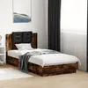Image de vidaXL Cadre de lit avec LED sans matelas chêne fumé 75x190 cm