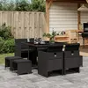 Image de vidaXL Ensemble à manger de jardin 9 pcs coussins noir