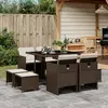Image de vidaXL Ensemble de jardin et coussins 9 pcs - Marron