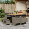 Image de vidaXL Ensemble à manger de jardin 9 pcs coussins gris