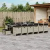 Image de vidaXL Ensemble à Manger de Jardin 17 pcs avec Coussins - Gris Clair