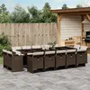 Image de vidaXL Ensemble à manger de jardin avec coussins 15 pcs marron rotin