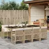Image de Ensemble à manger de jardin vidaXL 9 pièces beige