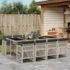 Image de vidaXL Rotin ensemble 9 pièces - Gris clair