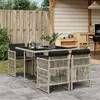 Image de VIDAXL Ensemble à manger de jardin avec coussins gris clair - 5 pièces