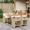 Image de vidaXL Ensemble à manger de jardin avec coussins 5pcs Beige poly rotin