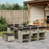 Image de vidaXL Ensemble à manger - 11 pcs, Gris rotin