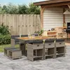 Image de vidaXL Ensemble à manger de jardin 11 pcs - Coussins gris poly rotin