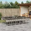 Image de vidaXL Ensemble à manger de jardin et coussins 13 pcs gris clair rotin