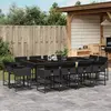 Image de vidaXL Ensemble à manger de jardin 13 pcs coussins noir résine tressée