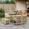 Image de vidaXL Ensemble à manger de jardin 9 pcs Beige Poly rotin