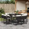 Image de vidaXL Ensemble à manger de jardin 9pcs - Coussins noir