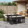 Image de vidaXL Ensemble à Manger de Jardin Coussins 7 pcs Noir