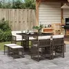 Image de vidaXL Ensemble à manger jardin 9 pcs Marron poly rotin