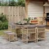Image de vidaXL Ensemble à Manger - 9 pcs - Mélange Beige Rotin