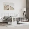 Image de vidaXL Cadre de lit métal sans matelas et pied de lit blanc 140x200 cm