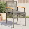 Image de vidaXL Chaises de jardin avec coussins - Résine tressée et acacia - Gris - Lot de 4