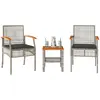 Image de vidaXL Ensemble bistro jardin 3 pcs - Gris Résine tressée