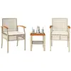 Image de vidaXL Ensemble bistro 3 pcs - Beige résine tressée