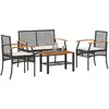 Image de vidaXL Salon jardin 4 pcs résine noire bois