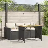 Image de vidaXL Ensemble à manger de jardin coussins 2pcs - Noir - Résine tressée
