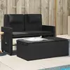 Image de vidaXL Banc inclinable de jardin avec coussins noir résine tressée