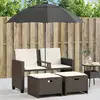 Image de vidaXL Canapé de Jardin 2 Places avec Parasol Marron Rotin