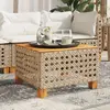 Image de vidaXL Table de jardin beige 55x55x36 cm résine tressée et bois acacia