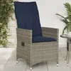 Image de vidaXL Chaise de jardin inclinable avec coussins en résine tressée grise