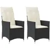 Image de vidaXL Chaises inclinables de jardin et coussins - Rotin / Noir