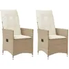 Image de vidaXL Chaises inclinables de jardin - Lot de 2 et coussins beige