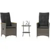 Image de VIDAXL Ensemble de bistro 3 pcs - Gris Résine Tressée