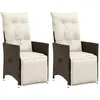 Image de vidaXL Chaises inclinables de jardin avec coussins - Rotin - Marron - Lot de 2