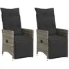 Image de vidaXL Chaises inclinables de jardin lot de 2 avec coussins - Gris