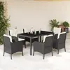 Image de vidaXL Ensemble à manger de jardin coussins 7pcs - Noir Résine tressée