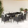 Image de VIDAXL Ensemble à manger jardin 7 pcs - Noir résine tressée