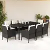 Image de vidaXL Ensemble à manger de jardin 9pcs - Noir